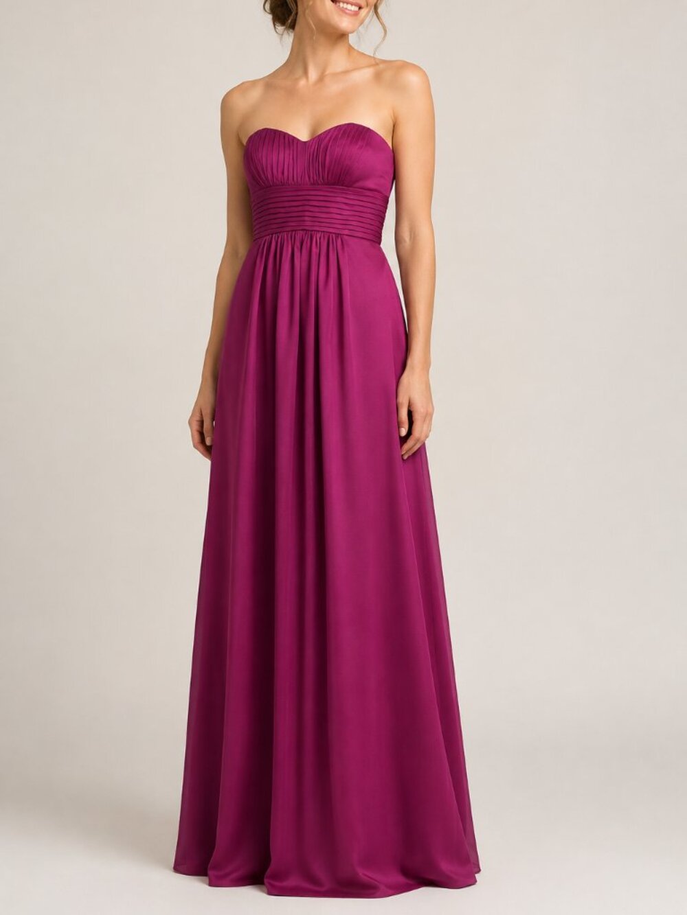 With Sash Maxi Formal Strapless Levkoff Magenta Dress